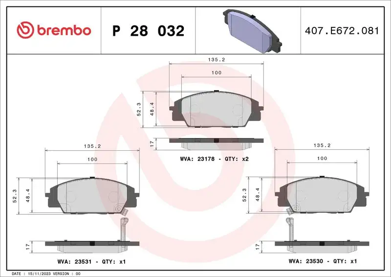 BREMBO P28032 Ön Fren Balatası resmi