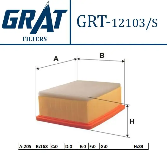 GRAT 12103S Hava Filtresi 1444CA resmi