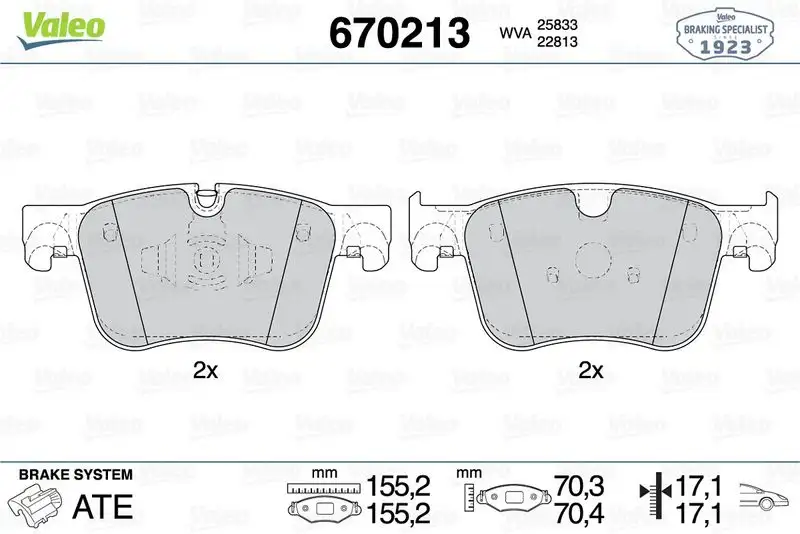VALEO 670213 Ön Fren Balatası resmi