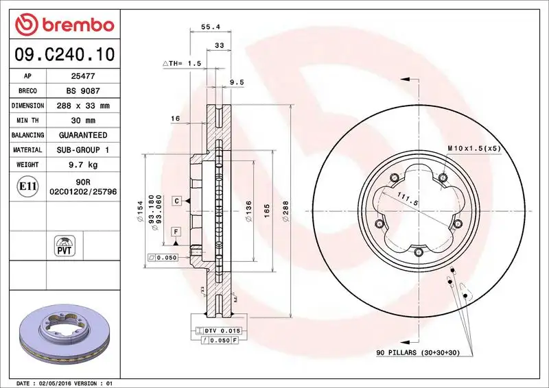 BREMBO 09.C240.10 Ön Fren Diski resmi