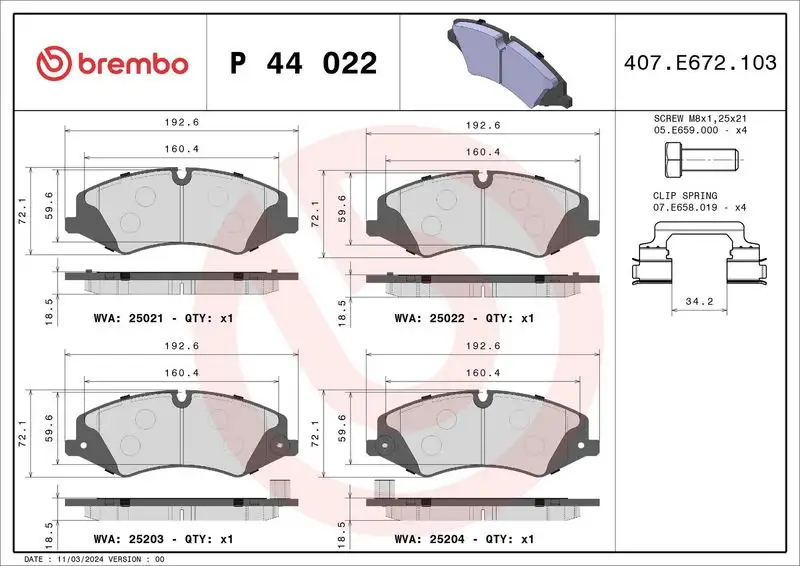 BREMBO P44022 Ön Fren Balatası resmi