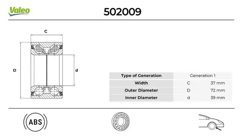 VALEO 502009 Ön Aks Rulmanı resmi