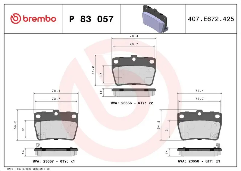 BREMBO P83057 Arka Fren Balatası resmi