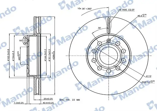 MANDO MBC035327 Ön Fren Diski resmi