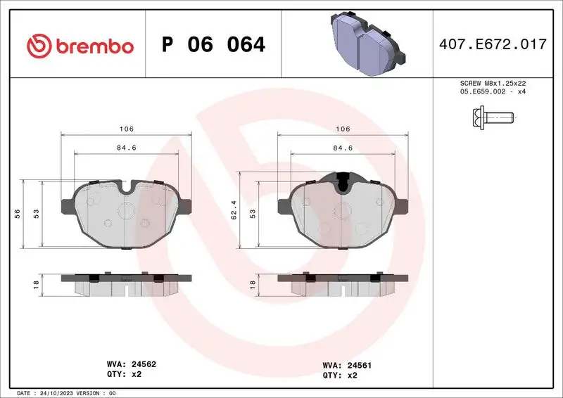 BREMBO P06064 Arka Fren Balatası resmi