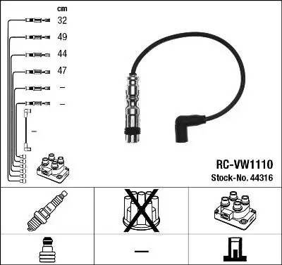 NGK 44316 (RCVW1110) Buji Kablosu resmi