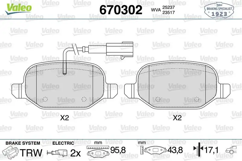 VALEO 670302 Arka Fren Balatası 77365752 resmi