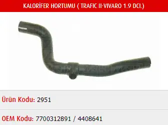 MASTER M2951 Kalorifer Hortumu 7700312891 resmi