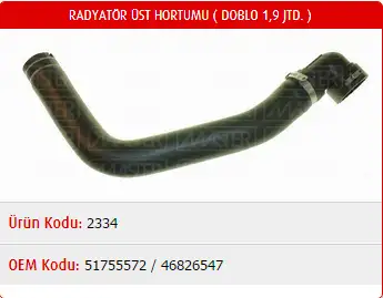MASTER M2334 Radyatör Üst Hortumu 46826547 resmi