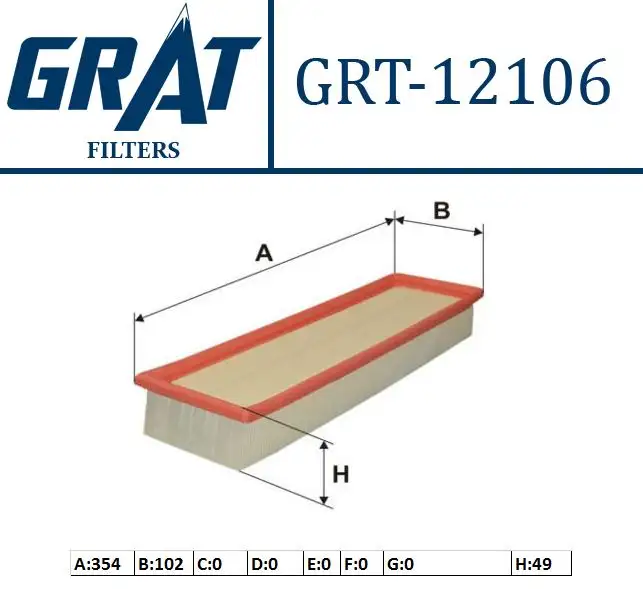 GRAT 12106 Hava Filtresi 1444TL resmi