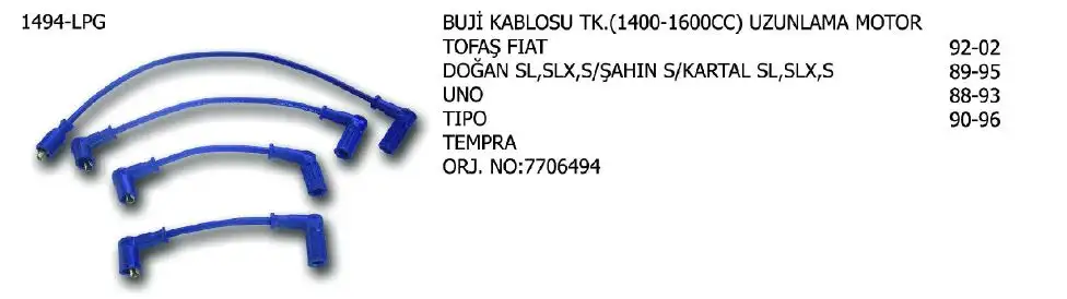 ÜNÜVAR 1494-LPG Buji Kablosu 7706494 resmi