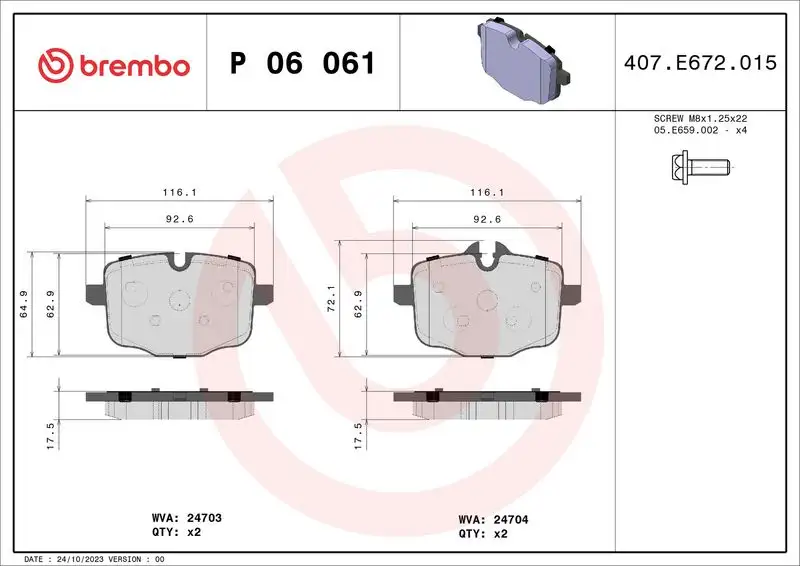 BREMBO P06061 Arka Fren Balatası resmi