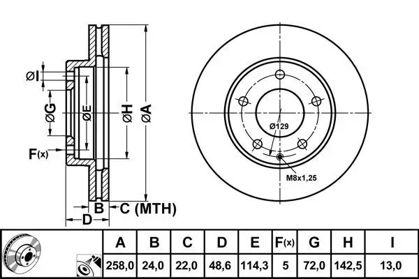MGA 50319 Ön Fren Diski GA2Y3325X resmi