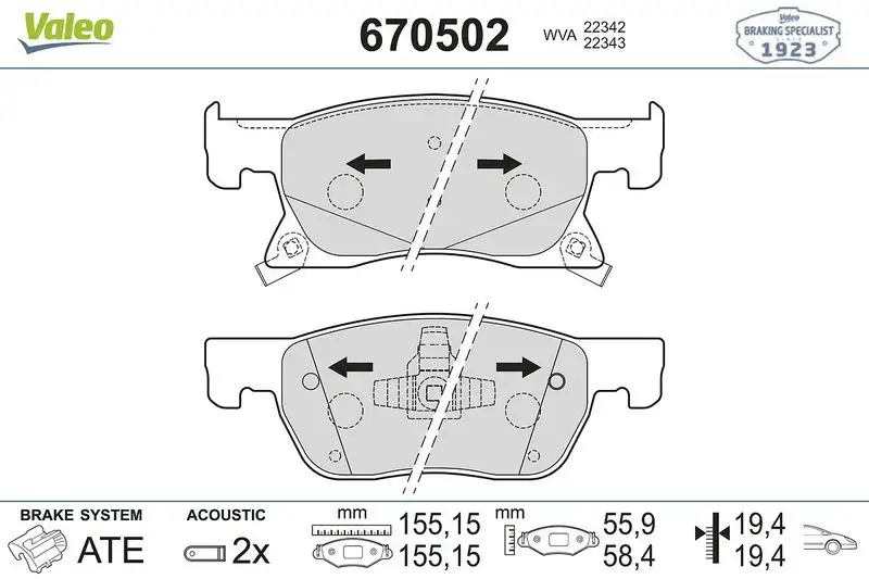 VALEO 670502 Ön Fren Balatası 39103797 resmi
