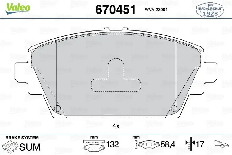VALEO 670451 Ön Fren Balatası 410604U127 resmi