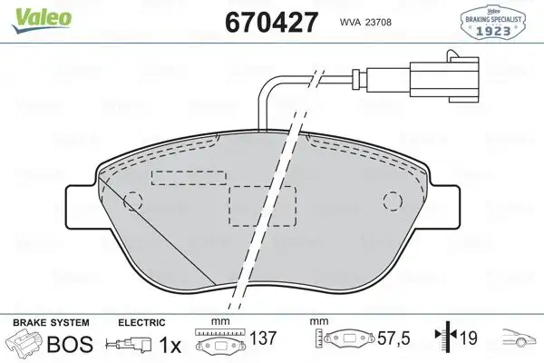 VALEO 670427 Ön Fren Balatası resmi