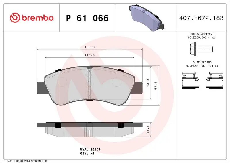 BREMBO P61066 Ön Fren Balatası resmi