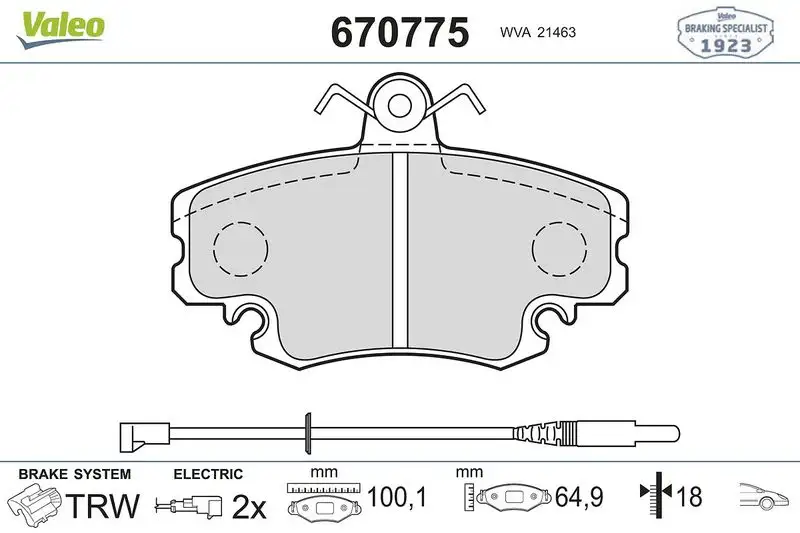 VALEO 670775 Ön Fren Balatası resmi