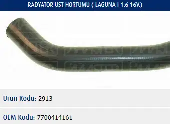 MASTER M2913 Radyatör Üst Hortumu 7700414161 resmi