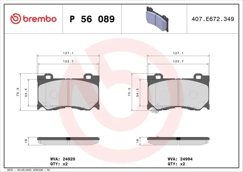 BREMBO P56089 Ön Fren Balatası resmi