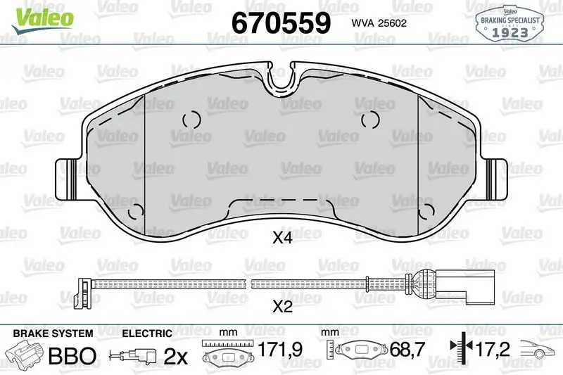 VALEO 670559 Ön Fren Balatası resmi