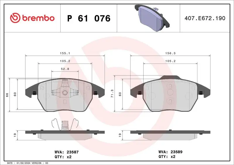 BREMBO P61076 Ön Fren Balatası resmi