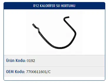MASTER M0192 Kalorifer Hortumu 7700611601C resmi