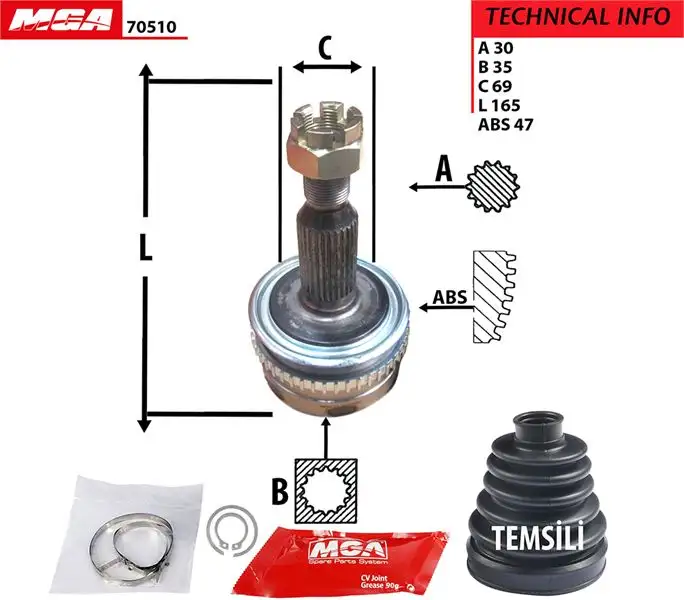 MGA 70510 Aks Kafası (Dış) 3815A181 resmi