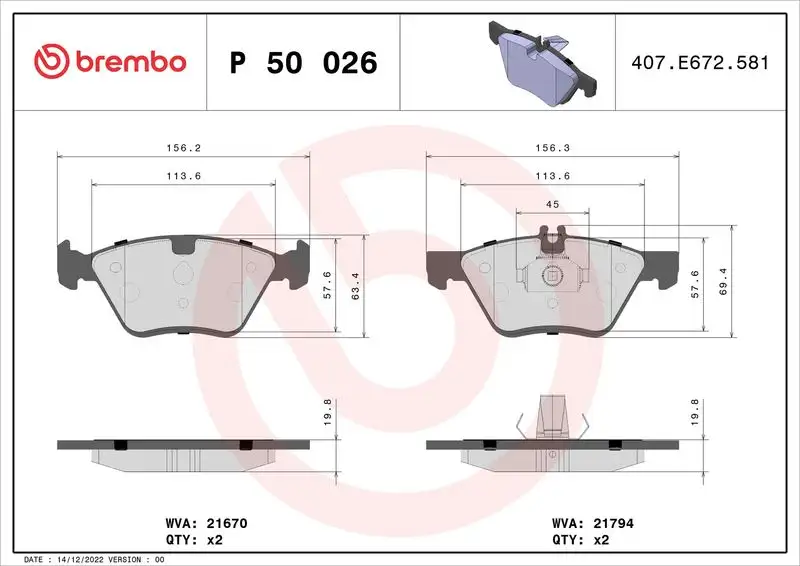 BREMBO P50026 Ön Fren Balatası resmi
