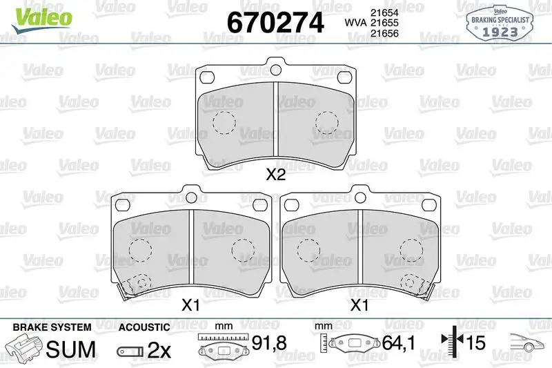 VALEO 670274 Ön Fren Balatası resmi