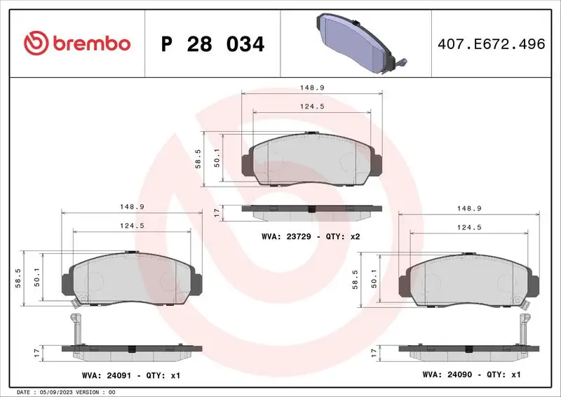 BREMBO P28034 Ön Fren Balatası resmi