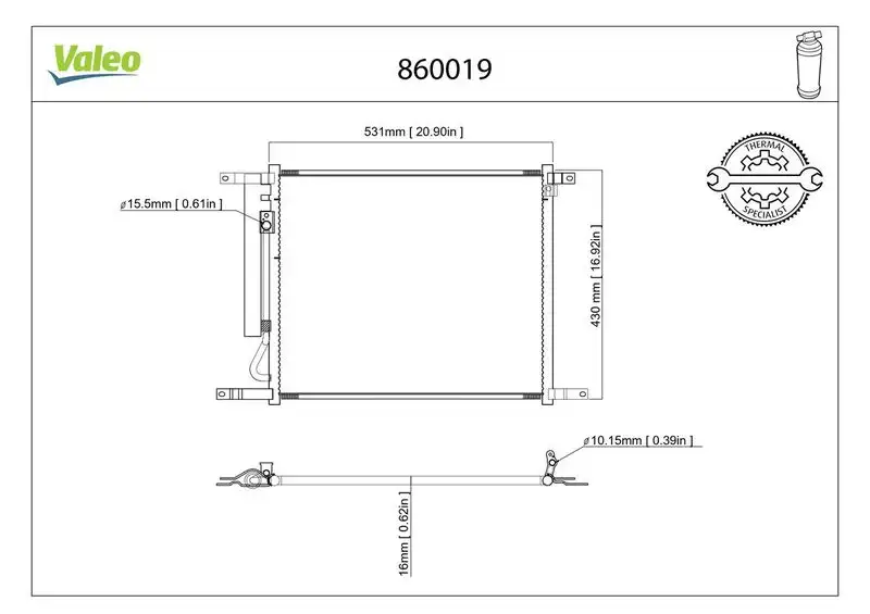 VALEO 860019 Klima Radyatörü resmi