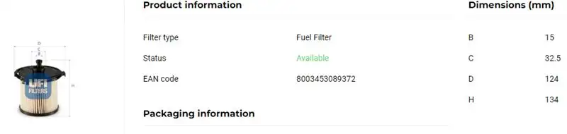 UFI 26.074.00 Yakıt Filtresi resmi