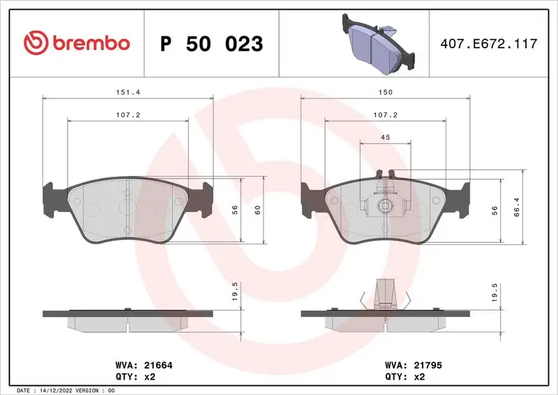 BREMBO P50023 Ön Fren Balatası resmi