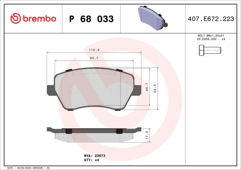 BREMBO P68033 Ön Fren Balatası resmi