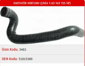 MASTER M3483 Radyatör Alt Hortumu 51815389 resmi