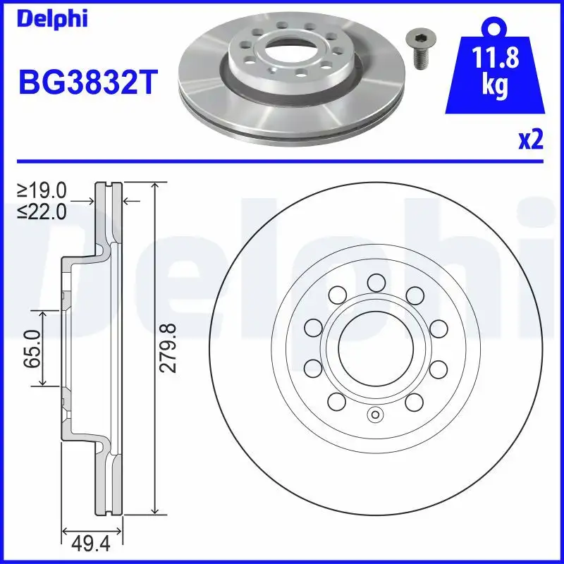DELPHI BG3832T Ön Fren Diski resmi