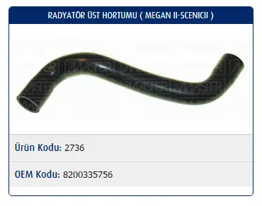 MASTER M2736 Radyatör Üst Hortumu 8200335756 resmi