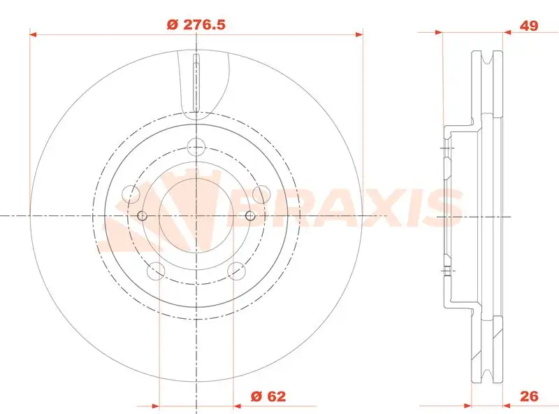 BRAXIS AE0812 Ön Fren Diski 4351202330 resmi