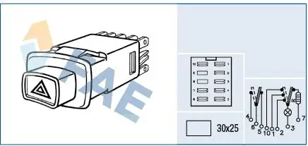 FAE 61560 Dörtlü Flaşör Düğmesi 290950 resmi