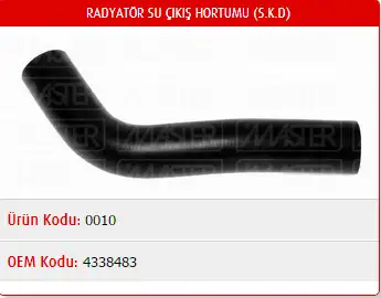 MASTER M0010 Radyatör Alt Hortumu 4338483 resmi
