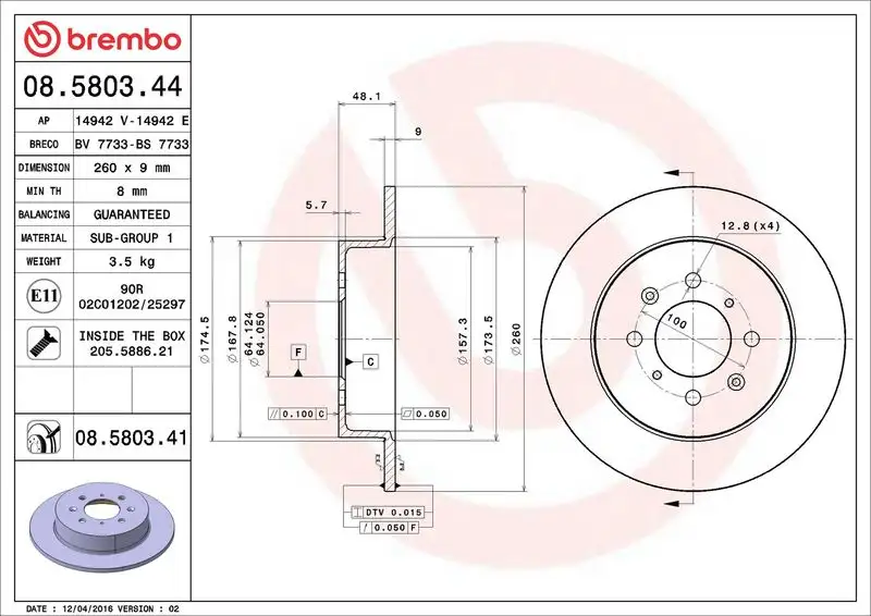 BREMBO 08.5803.41 Arka Fren Diski resmi