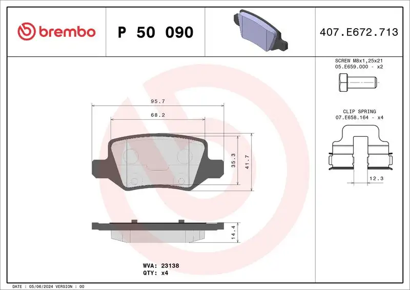 BREMBO P50090 Arka Fren Balatası resmi