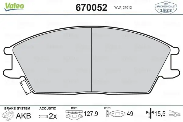 VALEO 670052 Ön Fren Balatası resmi