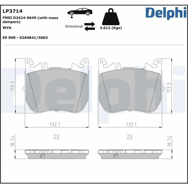 DELPHI LP3714 Ön Fren Balatası A0004203903 resmi