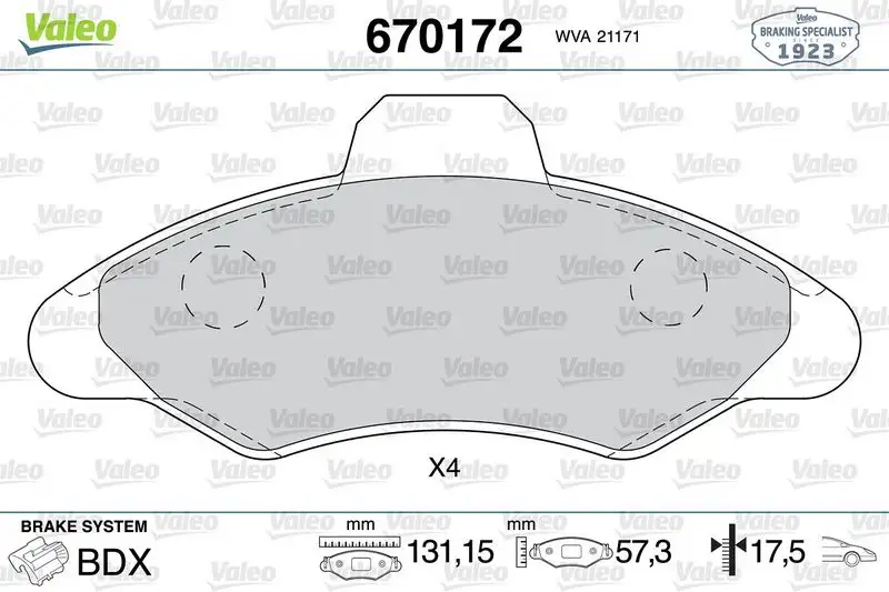 VALEO 670172 Ön Fren Balatası resmi