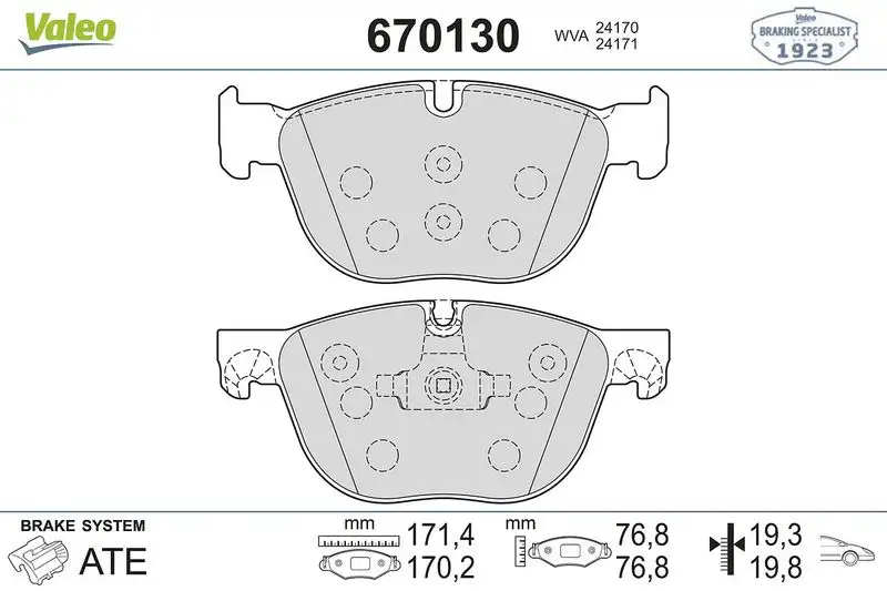 VALEO 670130 Ön Fren Balatası resmi