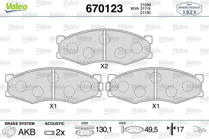 VALEO 670123 Ön Fren Balatası resmi