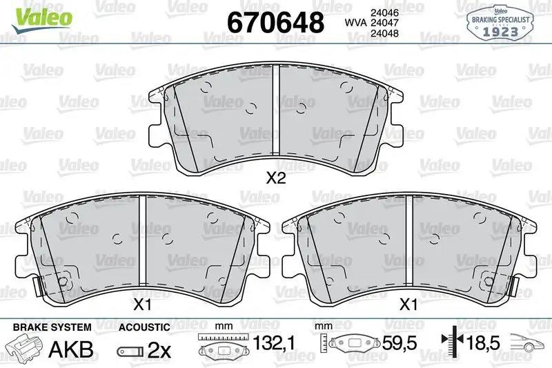 VALEO 670648 Ön Fren Balatası resmi