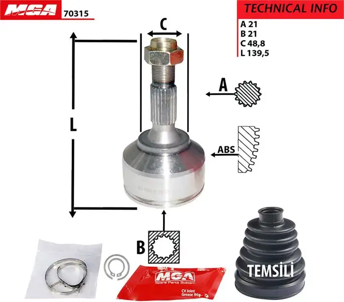 MGA 70315 Aks Kafası (Dış) 3272E5 resmi